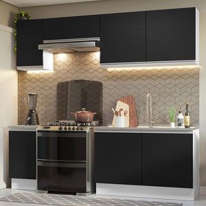 Armário de Cozinha Completa 240cm Branco/Preto Glamy Madesa 10