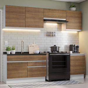 Armário de Cozinha Completa 260cm Branco/Rustic Glamy Madesa 04