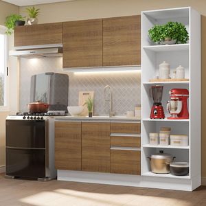 Armário de Cozinha Completa 260cm 100% MDF Branco/Rustic Acordes Madesa 04