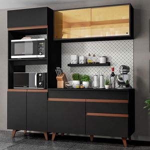 Armário de Cozinha Compacta 190cm Preto Reims Madesa 02