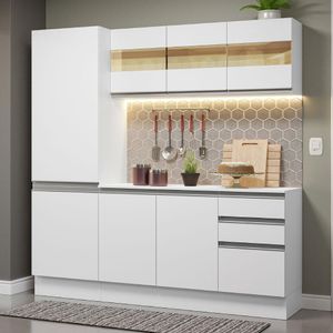 Armário de Cozinha Compacta 100% MDF 170 cm Branco Smart Madesa 01