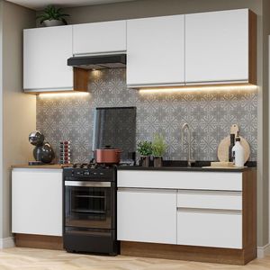 Armário de Cozinha Completa 240cm Rustic/Branco Glamy Madesa 08