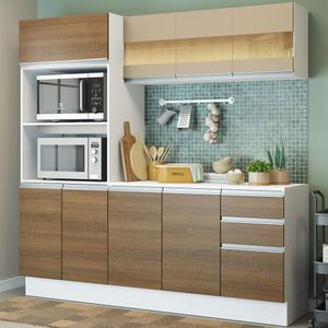 Armário de Cozinha Compacta 100% MDF 190 cm Branco/Rustic/Crema Smart Madesa 01