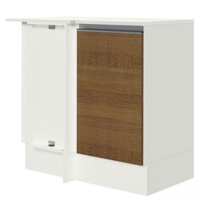 Balcão de Canto Madesa Smart 100% MDF com Tampo 1 Porta - Branco/Rustic