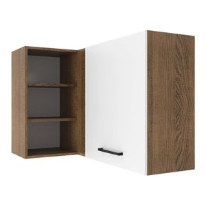 Armário Aéreo de Canto Madesa Agata 1 Porta para linha de 60 cm de profundidade  Rustic/Branco