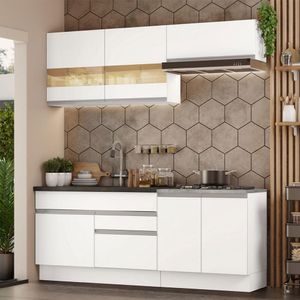 Armário de Cozinha Compacta 200cm Branco Glamy Madesa 07