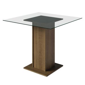 Mesa Madesa Quadrada com Tampo de Vidro 5332A - Rustic