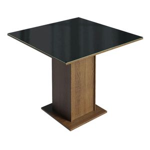 Mesa Madesa Quadrada Tampo de Vidro 5363 Rustic/Preto