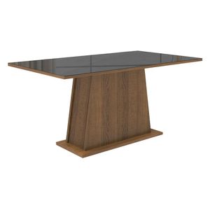 Mesa de Jantar Retangular Tampo de Vidro Rustic/Preto 5364 Madesa 02