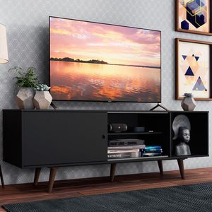 Rack Madesa Dubai para TV até 65 Polegadas com Pés - Preto/Rustic