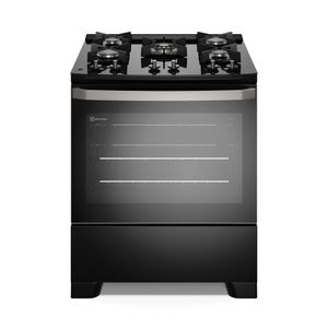 Fogão 5 bocas Electrolux Preto Efficient Mesa de Vidro, PerfectCook e Grades de Ferro (FE5GB)