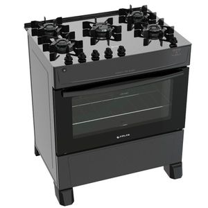 Fogão De Piso Atlas 5 Bocas Mônaco Top Glass Preto Bivolt