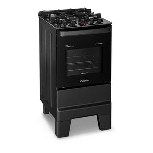 Fogão A Gás Mesa De Vidro Forno 50L Esmaltec Ideal Master Glass Preto 4 Bocas Bivolt