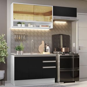 Armário de Cozinha Compacta 200cm Branco/Preto Glamy Madesa 08