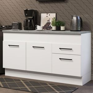 Balcão Madesa Agata 150 cm 2 Portas e 2 Gavetas (Com Tampo) - Branco