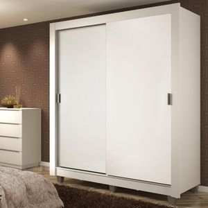 Guarda-Roupa Solteiro Madesa Dallas Plus 2 Portas de Correr 4 Gavetas com Pés - Branco