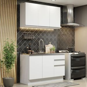 Armário de Cozinha Compacta 120cm Branco Glamy Madesa 01