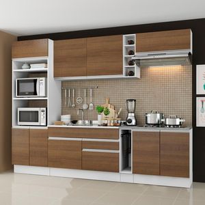 Cozinha Completa Madesa Vicenza com Armário e Balcão (Sem Tampo e Pia) - Branco/Rustic