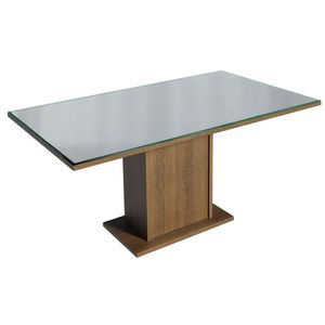 Mesa de Jantar Retangular Tampo de Vidro Madesa 5363 - Rustic/Cinza