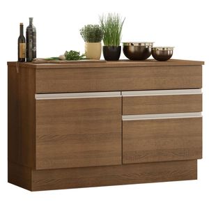 Balcão Madesa Glamy 120 cm 1 Porta e 2 Gavetas (Com Tampo) - Rustic