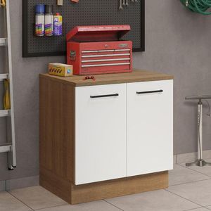 Balcão Multiuso 80cm 2 Portas Rustic/Branco Agata Madesa