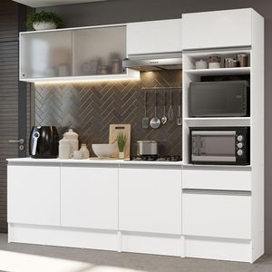 Armário de Cozinha Completa 240cm Branco Topazio Madesa 05