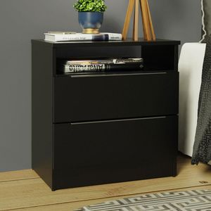 Mesa de Cabeceira Madesa 3227 com 2 Gavetas - Preto