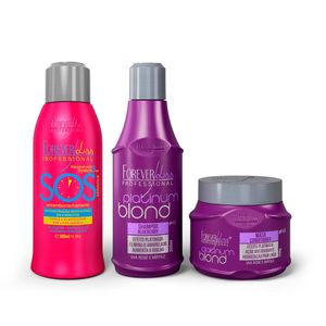 Kit Platinum Blond Com Reconstrutor Sos 300ml Forever Liss