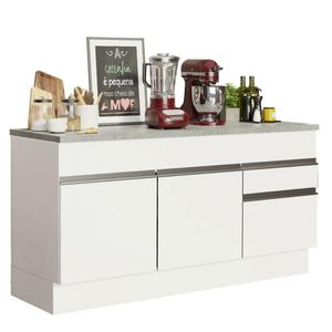 Balcão Madesa Glamy 150 cm 2 Portas e 2 Gavetas (Com Tampo) - Branco