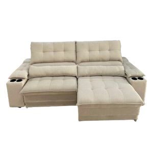 Sofá Retrátil Bari Ortonorte Linho Cru 2,5m