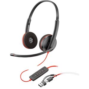 Headset HP Com Microfone Stereo USB-A Poly Blackwire C3220 Preto