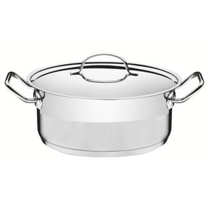 Caçarola Rasa Tramontina Professional Aço Inox 7,1L com Tampa Plana e Fundo Triplo 28cm
