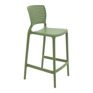 Banqueta Alta para Cozinha Tramontina Serena Verde Oliva em Polipropileno com Proteção Antimicrobiana