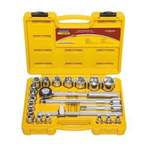 Jogo de Soquetes Sextavados Tramontina em Aço Cromo Vanádio Cromado 22 Peças