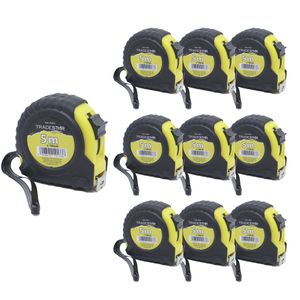 Kit C/ 10 Trena Profissional Emborrachada 5mx18mm Fita de Aço Reforçada Tradestar
