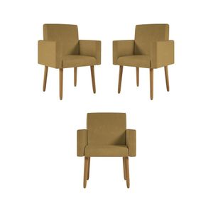 Kit 03 Poltronas Nina Decorativa Para Recepção Cor Capuccino