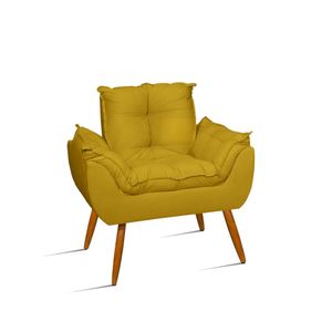Poltrona Opala Decorativa Sala de Estar Consultório Amarelo