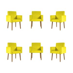 Kit 6 Poltronas Pés Palito Nina Suede