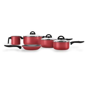 Jogo de Panelas Brinox Antiaderente Pro-Flon 5 Peças Chilli Vermelho Cereja