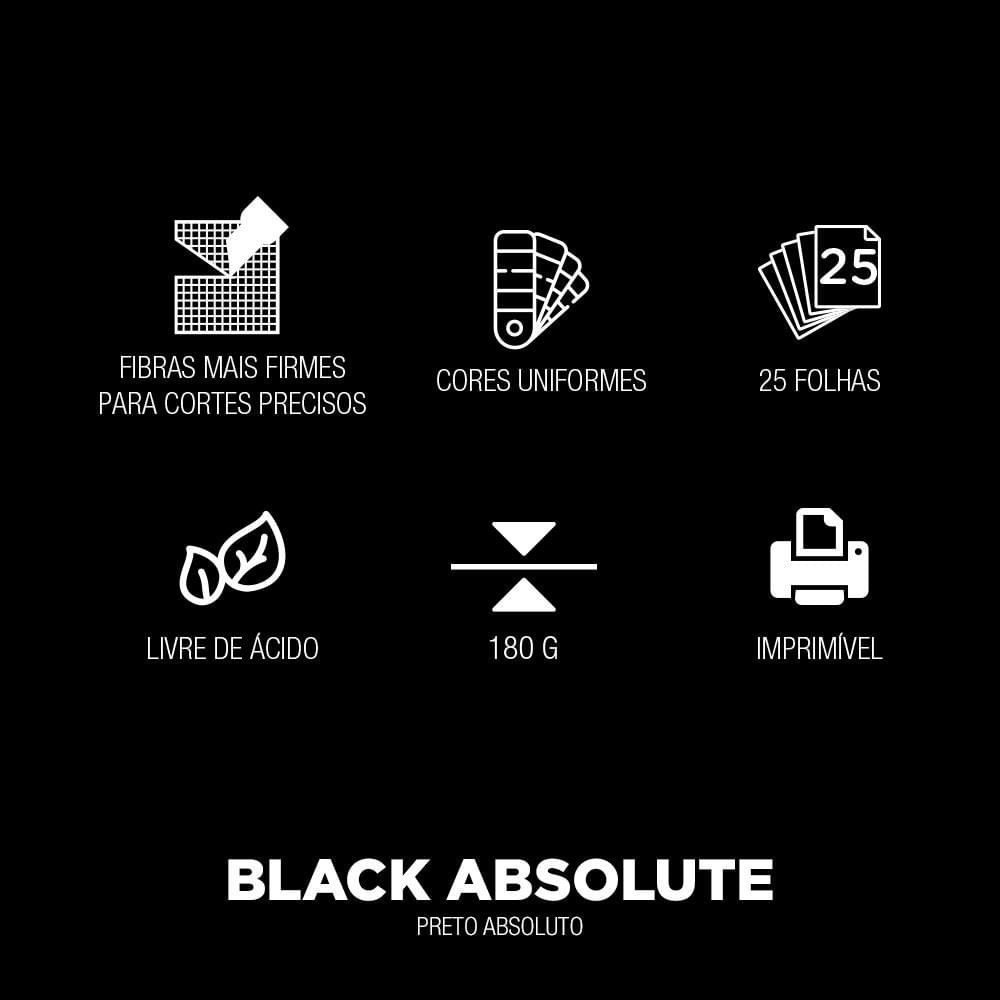 Encontraproduto.com.br - Papel Color Pop Preto Absoluto Mimo - A4 - 180 gr - 25 unds