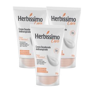 Kit Creme Desodorante Antitranspirante Coco e Vitamina C Bisnaga 55g - 3 unidades