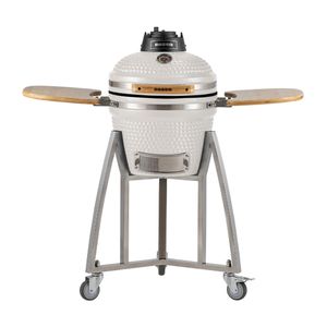 Churrasqueira Kamado Pequeno da RASCO Branco c/ grelha aço inox suporte e mesas. Serve até 5 pessoas Branco