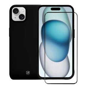 Kit Capa Silicon Cloud e Pelicula Coverage 5D Pro Preta para iPhone 15 Plus - Gshield