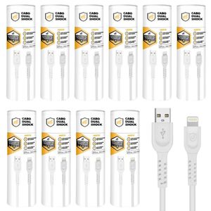 Cabo Dual Shock Lightning / USB A - Branco - 1,2m - no Atacado - Caixa Fechada 10 Unidades - Gshield