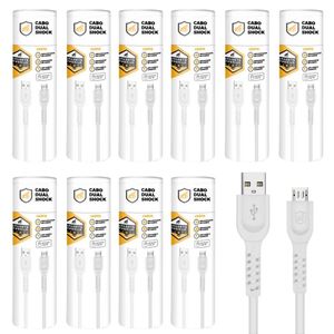 Cabo Dual Shock Micro Usb V8 - Branco - 1,2m - no Atacado - Caixa Fechada 10 Unidades - Gshield