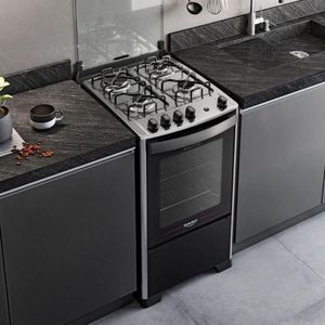 Fogão 4 Bocas Com Mesa Inox Dako Magister Preto Bivolt