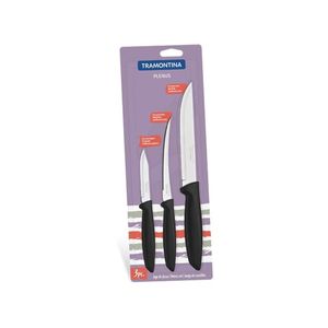 JG  DE FACAS TRAMONTINA INOX 3 PCS PLENUS PRETO