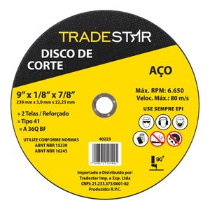 Disco de Corte Metal 9" 230x3,0 mm Furo 22/23 mm