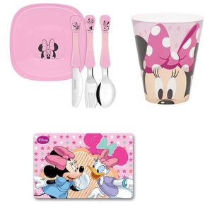 Conjunto pratinhos, talheres, jogo americano, caneca Minnie