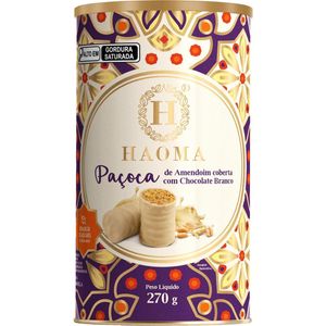 Paçoca de Amendoim Haoma com Cobertura de Chocolate Branco